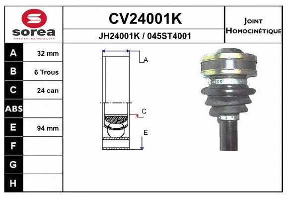 Jeu de joints, arbre de transmission EAI CV24001K