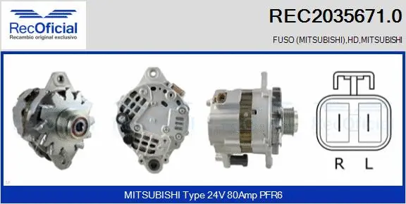 Alternateur RECOFICIAL REC2035671.0
