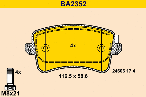 Kit de plaquettes de frein, frein à disque BARUM BA2352