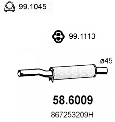 Silencieux central ASSO 58.6009