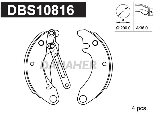 Jeu de mâchoires de frein DANAHER DBS10816