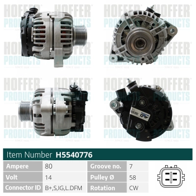 Alternateur HOFFER H5540776