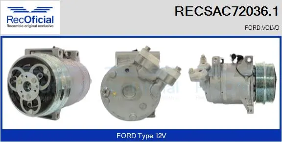 Compresseur, climatisation RECOFICIAL RECSAC72036.1