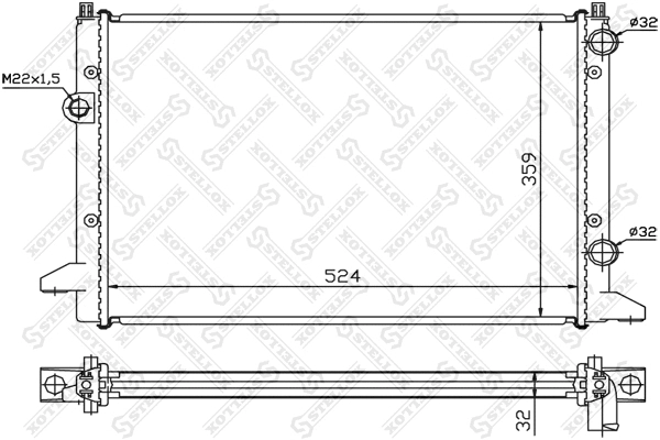 Radiateur, refroidissement du moteur STELLOX 10-25198-SX