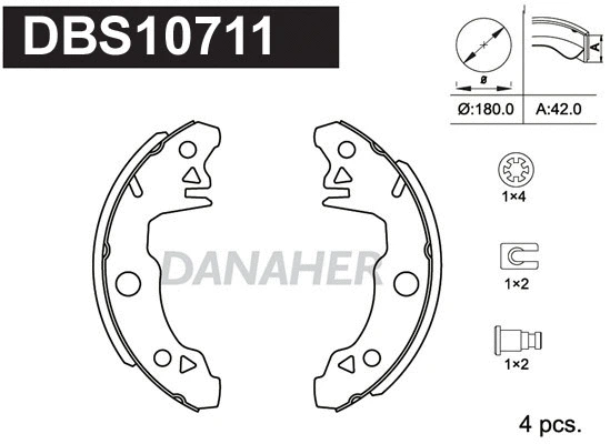 Jeu de mâchoires de frein DANAHER DBS10711