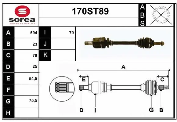 Arbre de transmission STARTCAR 170ST89