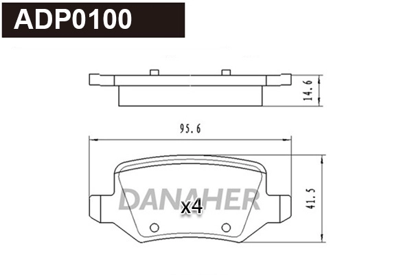 Kit de plaquettes de frein, frein à disque DANAHER ADP0100