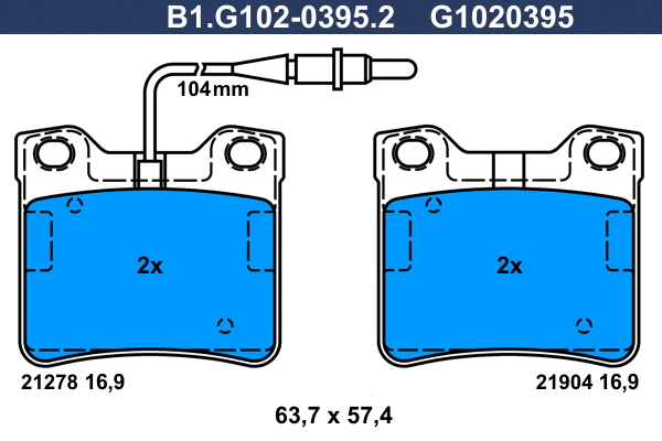 Kit de plaquettes de frein, frein à disque GALFER B1.G102-0395.2