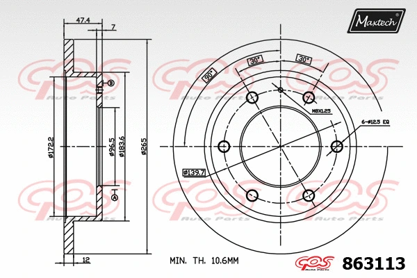 Disque de frein MAXTECH 863113