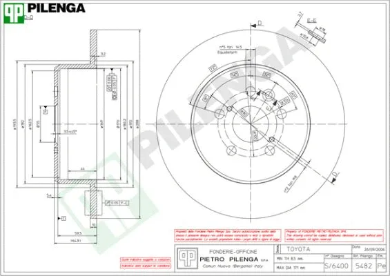 Disque de frein PILENGA 5482