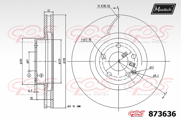 Disque de frein MAXTECH 873636