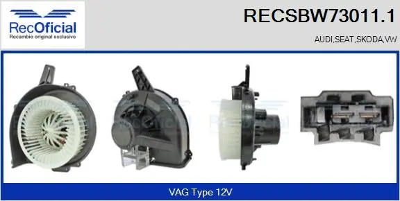 Pulseur d'air habitacle RECOFICIAL RECSBW73011.1