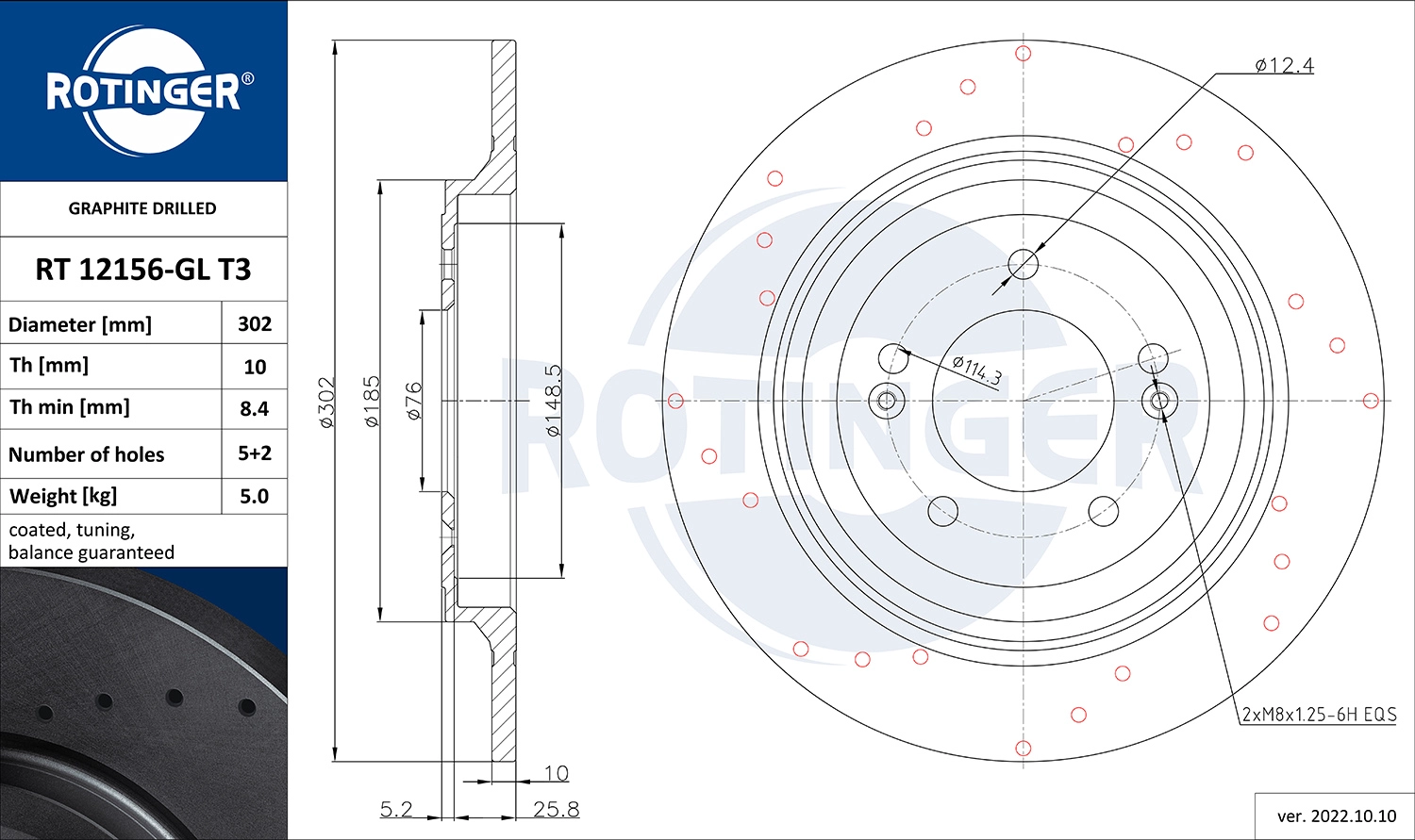 Disque de frein ROTINGER RT 12156-GL T3