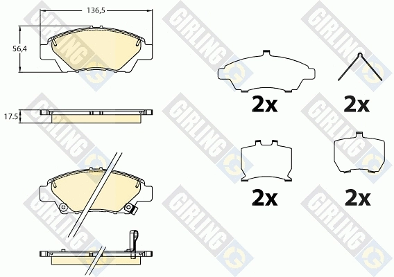 Kit de plaquettes de frein, frein à disque GIRLING 6136436