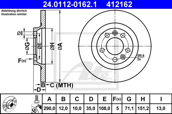 Disque de frein ATE-APAC 24.0112-0162.1