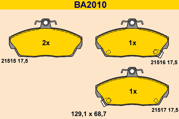 Kit de plaquettes de frein, frein à disque BARUM BA2010