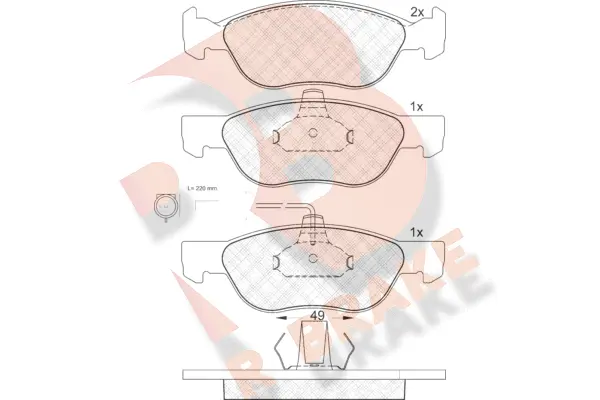 Kit de plaquettes de frein, frein à disque R BRAKE RB1124