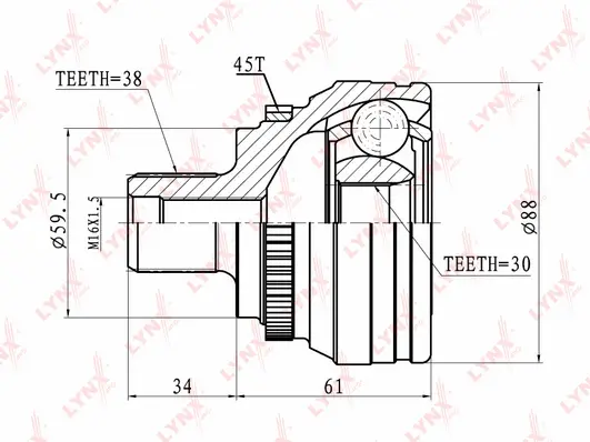 Jeu de joints, arbre de transmission LYNXAUTO CO-1219A