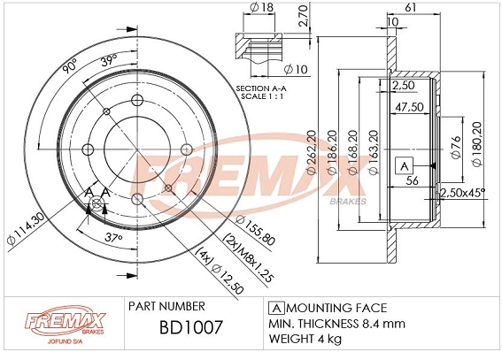 Disque de frein FREMAX BD-1007