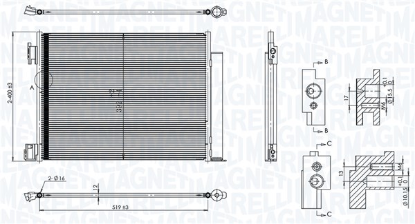 Condenseur, climatisation MAGNETI MARELLI 350203101500