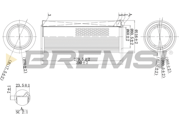 Filtre à air BREMSI FA2114