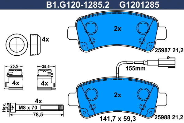 Kit de plaquettes de frein, frein à disque GALFER B1.G120-1285.2