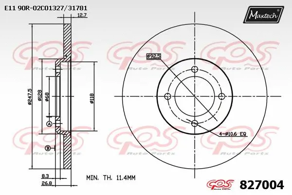 Disque de frein MAXTECH 827004
