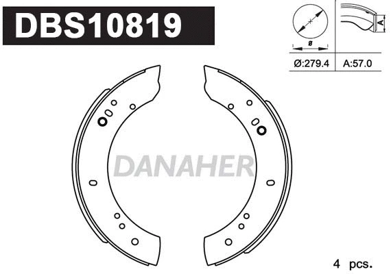 Jeu de mâchoires de frein DANAHER DBS10819