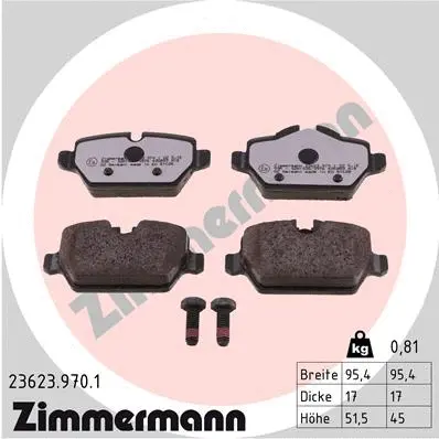 Kit de plaquettes de frein, frein à disque ZIMMERMANN 23623.970.1