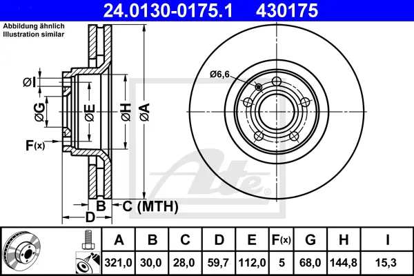 Disque de frein ATE-APAC 24.0130-0175.1