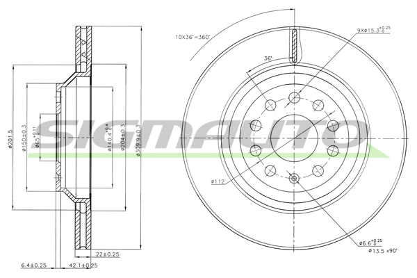 Disque de frein SIGMAUTO DBB503V