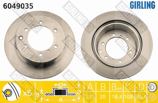 Disque de frein GIRLING 6049035