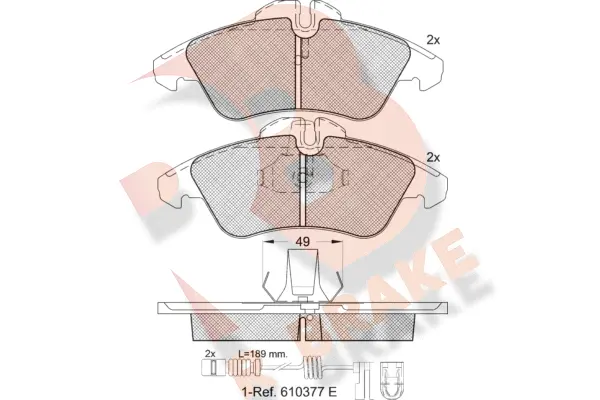 Kit de plaquettes de frein, frein à disque R BRAKE RB1104-203