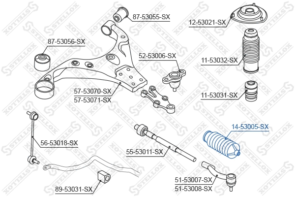 Joint-soufflet, direction STELLOX 14-53005-SX