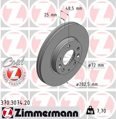 Disque de frein ZIMMERMANN 370.3074.20