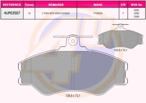 Kit de plaquettes de frein, frein à disque 4u 4UP03507