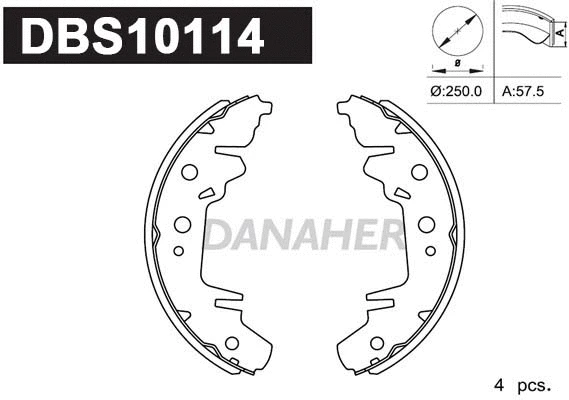 Jeu de mâchoires de frein DANAHER DBS10114