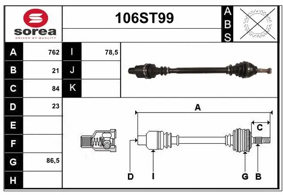 Arbre de transmission STARTCAR 106ST99