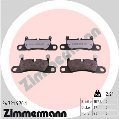 Kit de plaquettes de frein, frein à disque ZIMMERMANN 24721.970.1