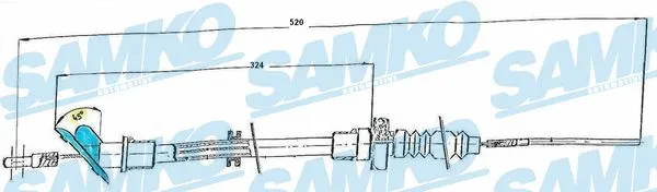 Tirette à câble, commande d'embrayage SAMKO C0066C