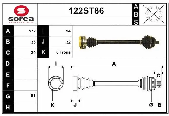 Arbre de transmission STARTCAR 122ST86