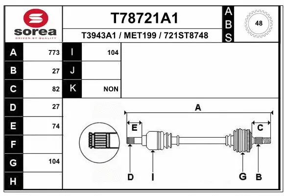 Arbre de transmission EAI T78721A1
