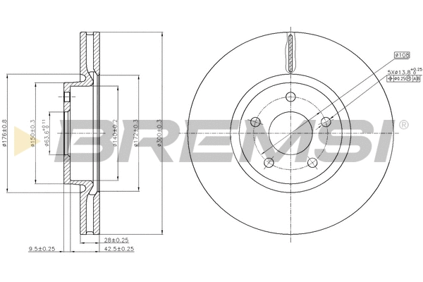 Disque de frein BREMSI CD7835V