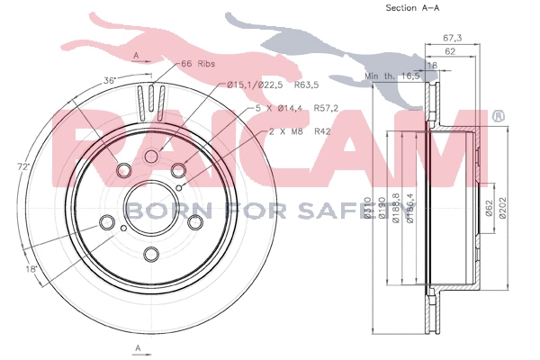 Disque de frein RAICAM RD01086