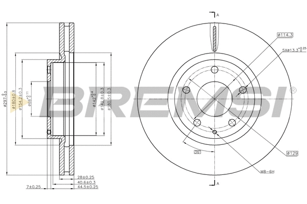 Disque de frein BREMSI CD8463V