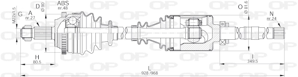 Arbre de transmission OPEN PARTS DRS6244.00