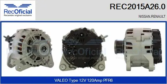 Alternateur RECOFICIAL REC2015A26.0