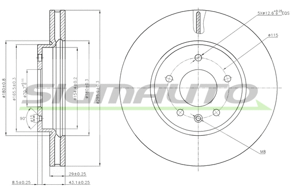 Disque de frein SIGMAUTO DBB625V