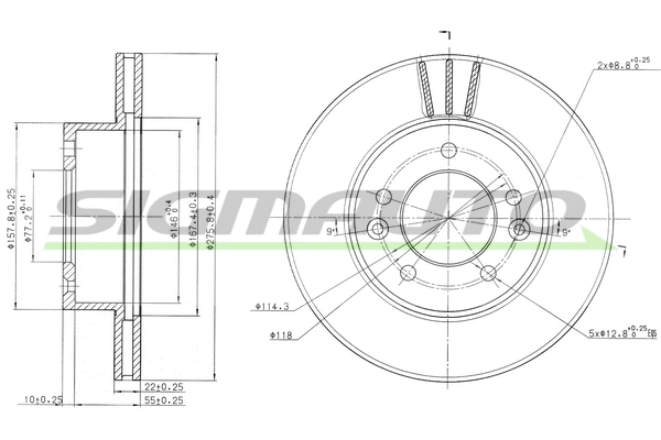 Disque de frein SIGMAUTO DBA455V