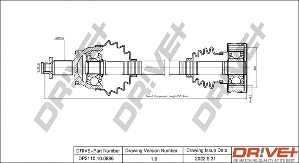 Arbre de transmission Dr!ve+ DP2110.10.0886